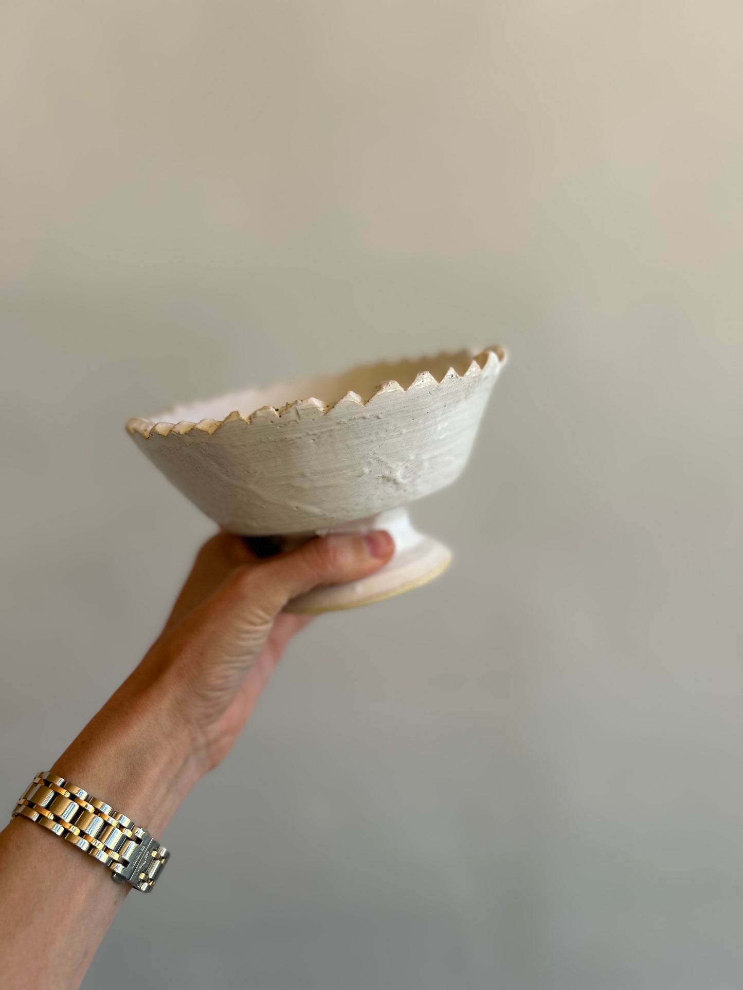 White Glazed Pedestal Bowl