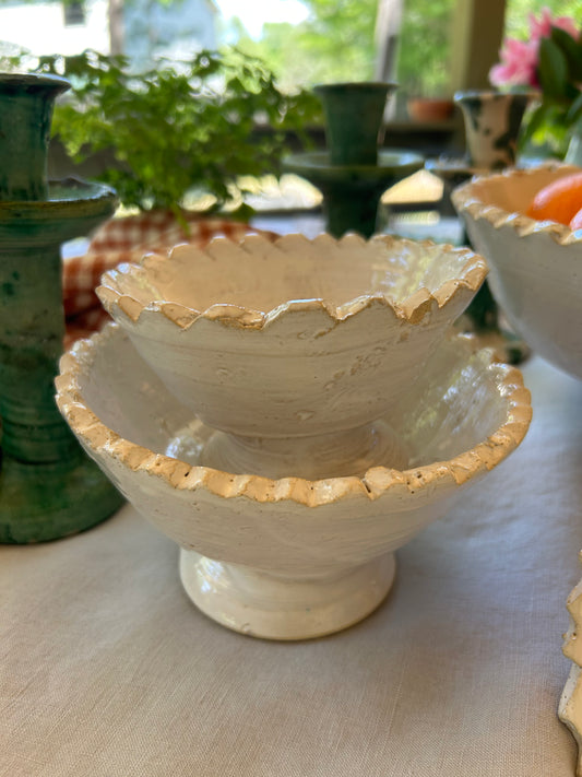 White Glazed Pedestal Bowl