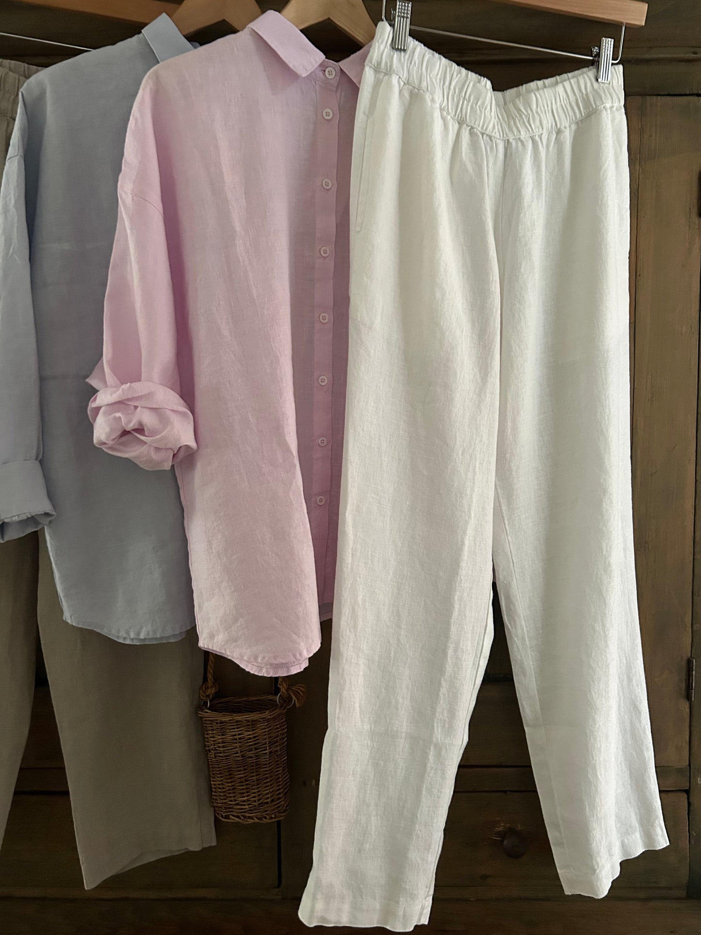 Oversized Linen Shirt • Pink