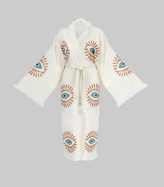 Open Eye Cotton Robe • White