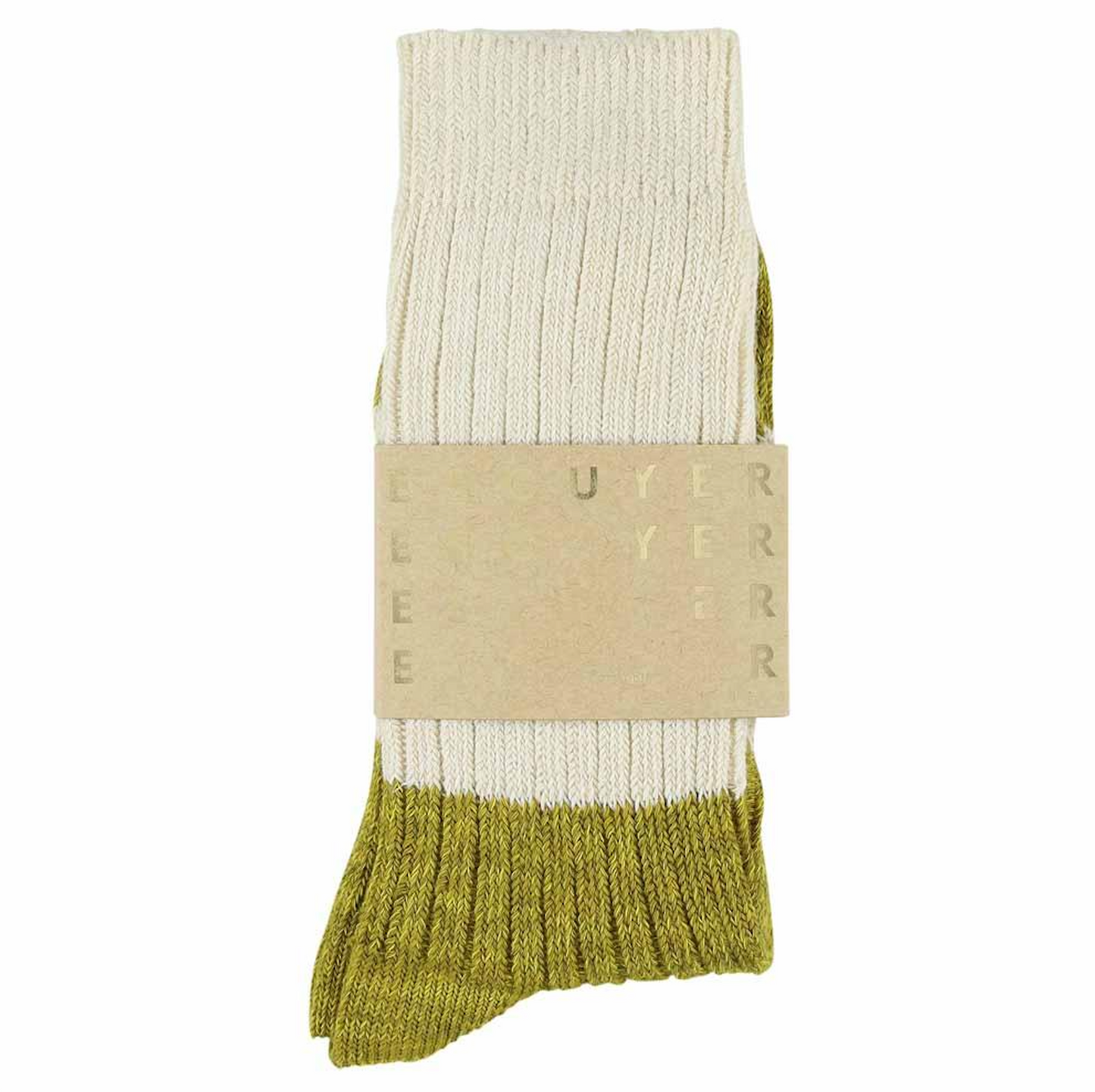 Melange Socks • Ecru/ Moss