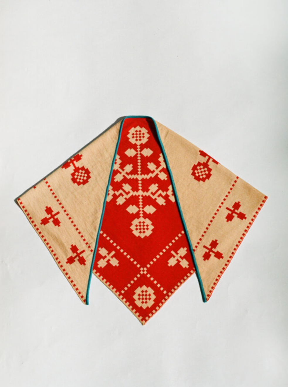 Folk Merino Scarf • Red/ Amber