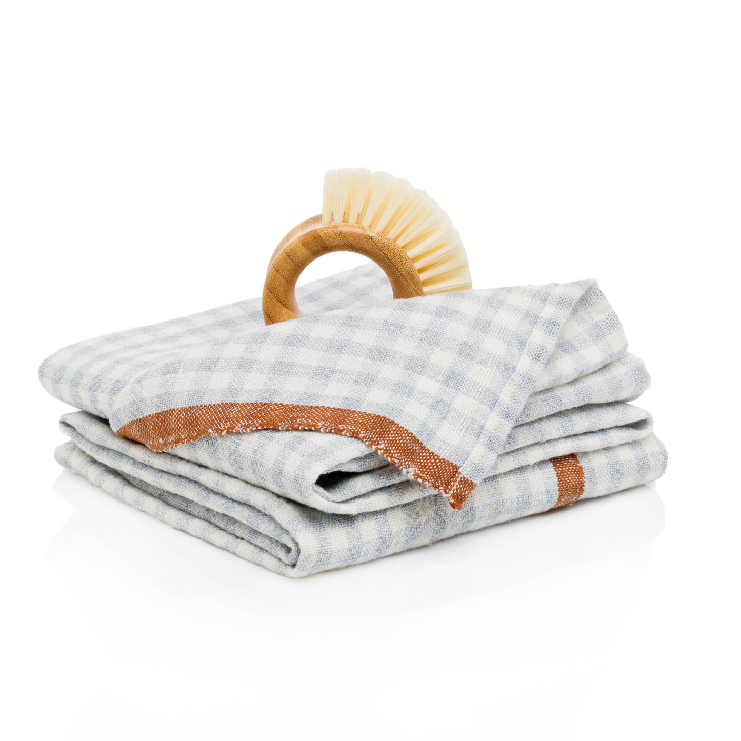 Hand-Spun Linen Towel • Blue/Cognac Gingham