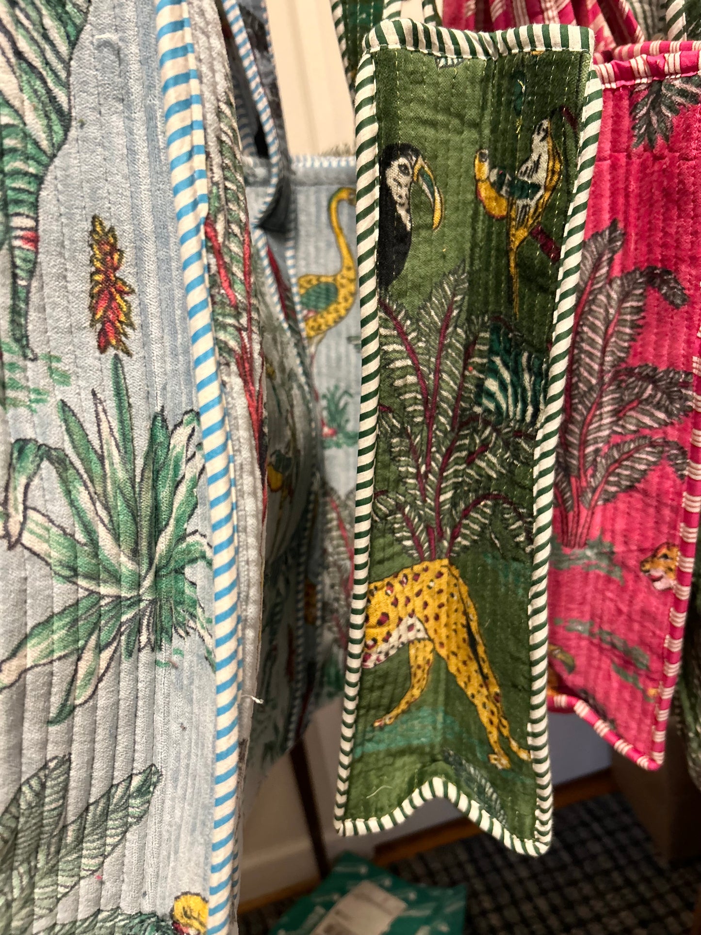 Quilted Velvet Tote • Light Blue