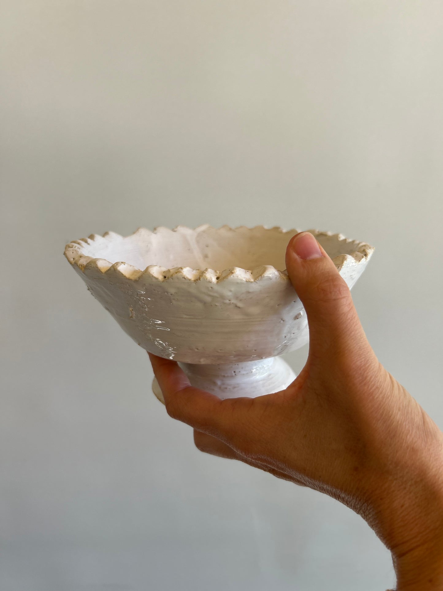 White Glazed Pedestal Bowl