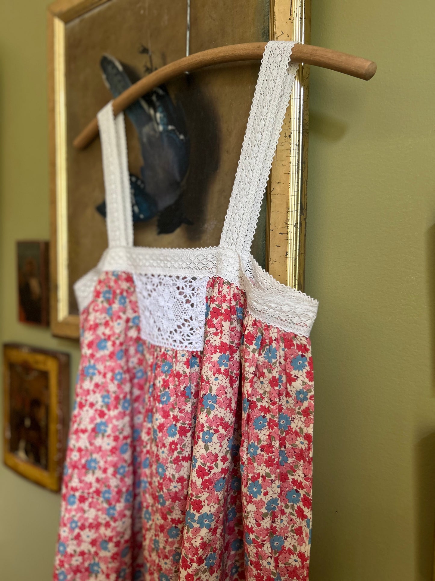 Gathered Slip with Cotton Lace