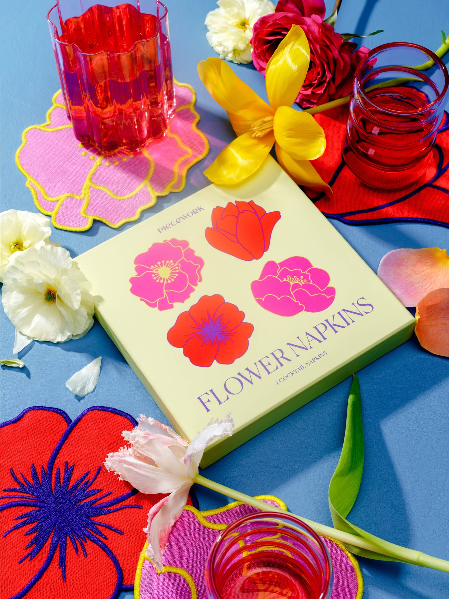 Linen Flower Cocktail Napkins • Set Of 4