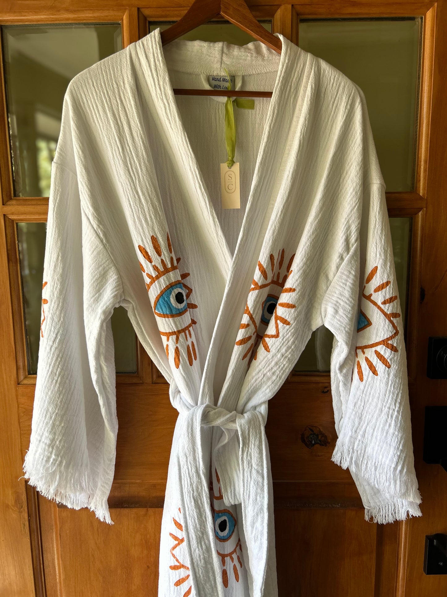 Open Eye Cotton Robe • White