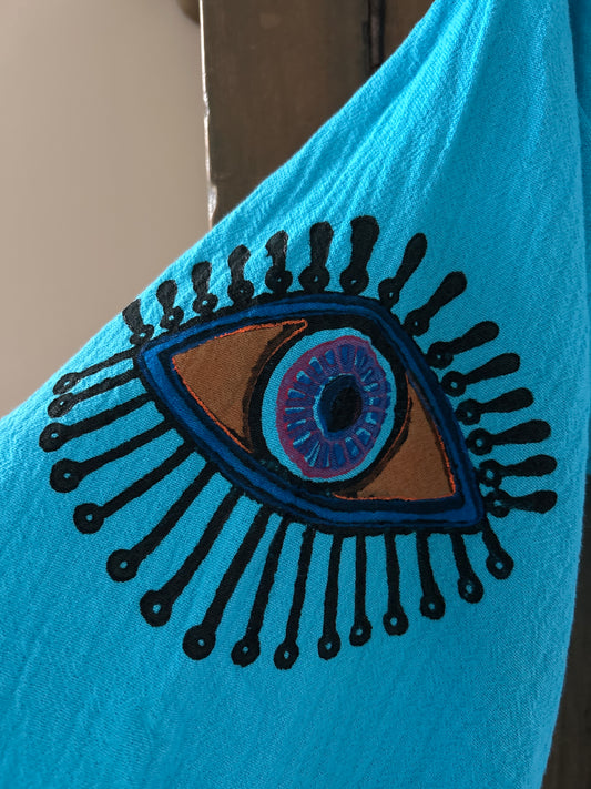 Open Eye Cotton Robe • Blue