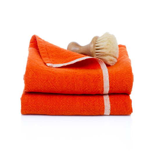 Hand-Spun Linen Tea Towel • Orange