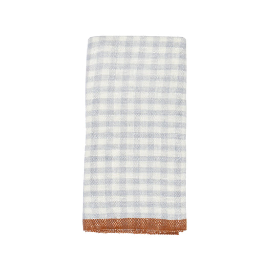 Hand-Spun Linen Towel • Blue/Cognac Gingham