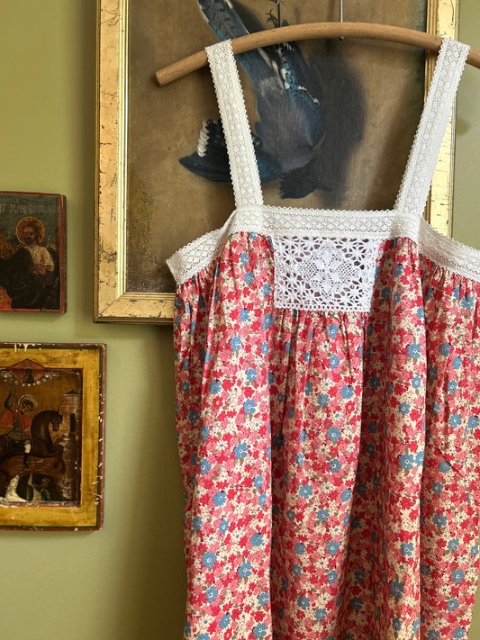 Gathered Slip with Cotton Lace