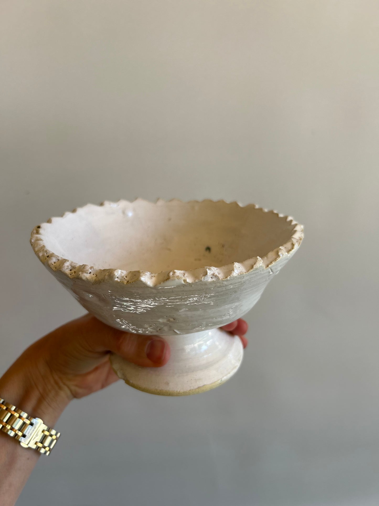White Glazed Pedestal Bowl