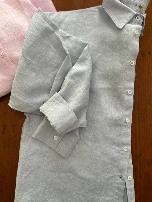 Oversized Linen Shirt • Blue