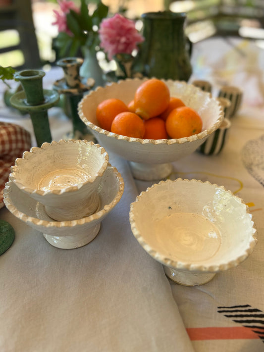 White Glazed Pedestal Bowl