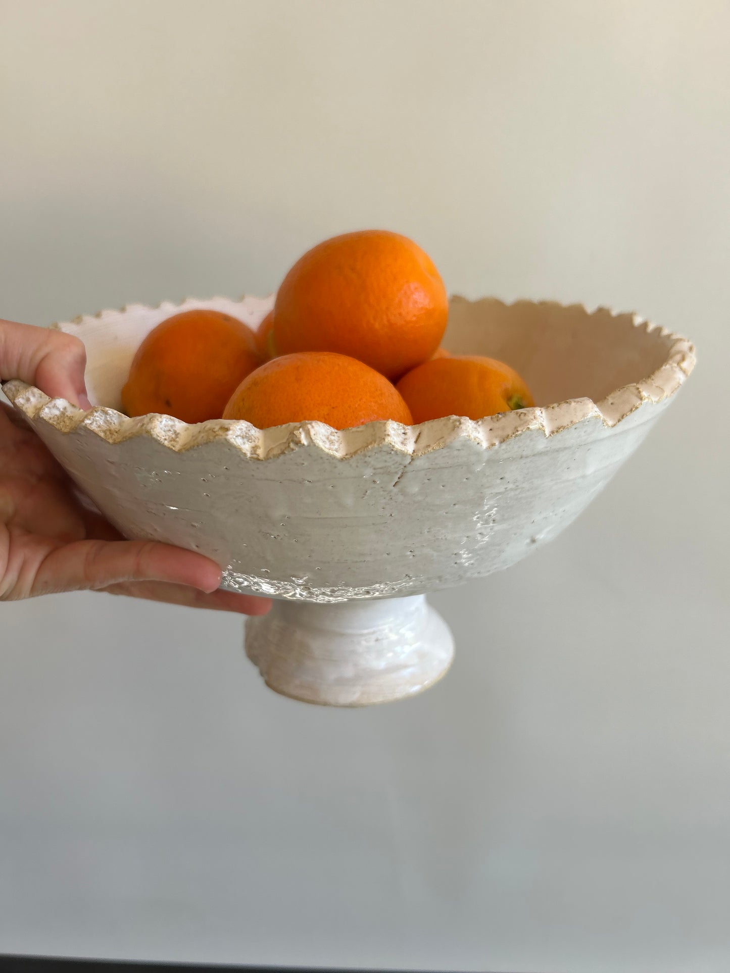 White Glazed Pedestal Bowl