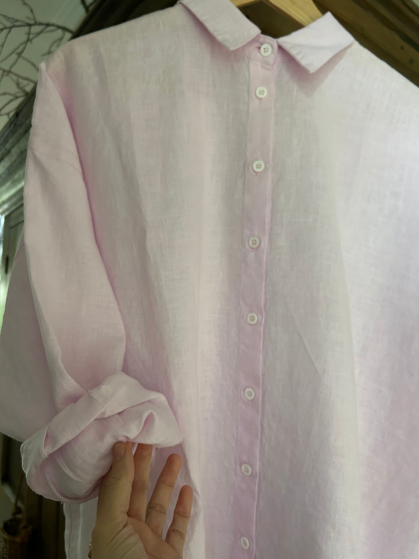 Oversized Linen Shirt • Pink