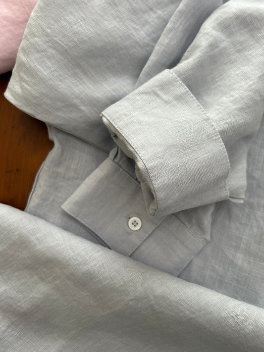 Oversized Linen Shirt • Blue