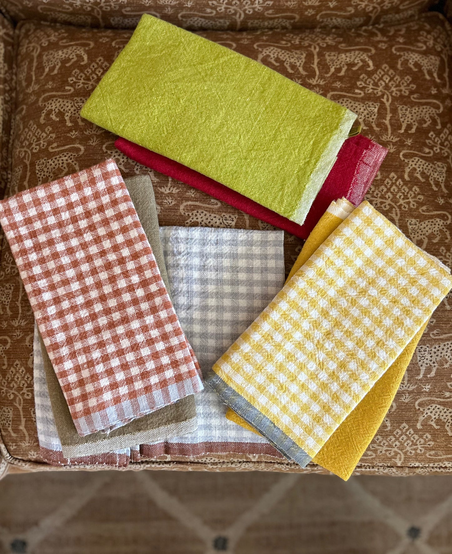 Hand-Spun Linen Tea Towel • Dijon Gingham