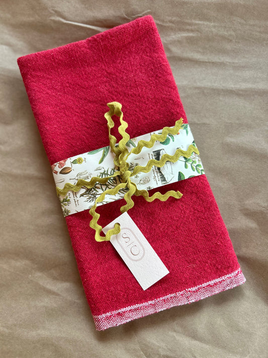 Hand-Spun Linen Towel • Red