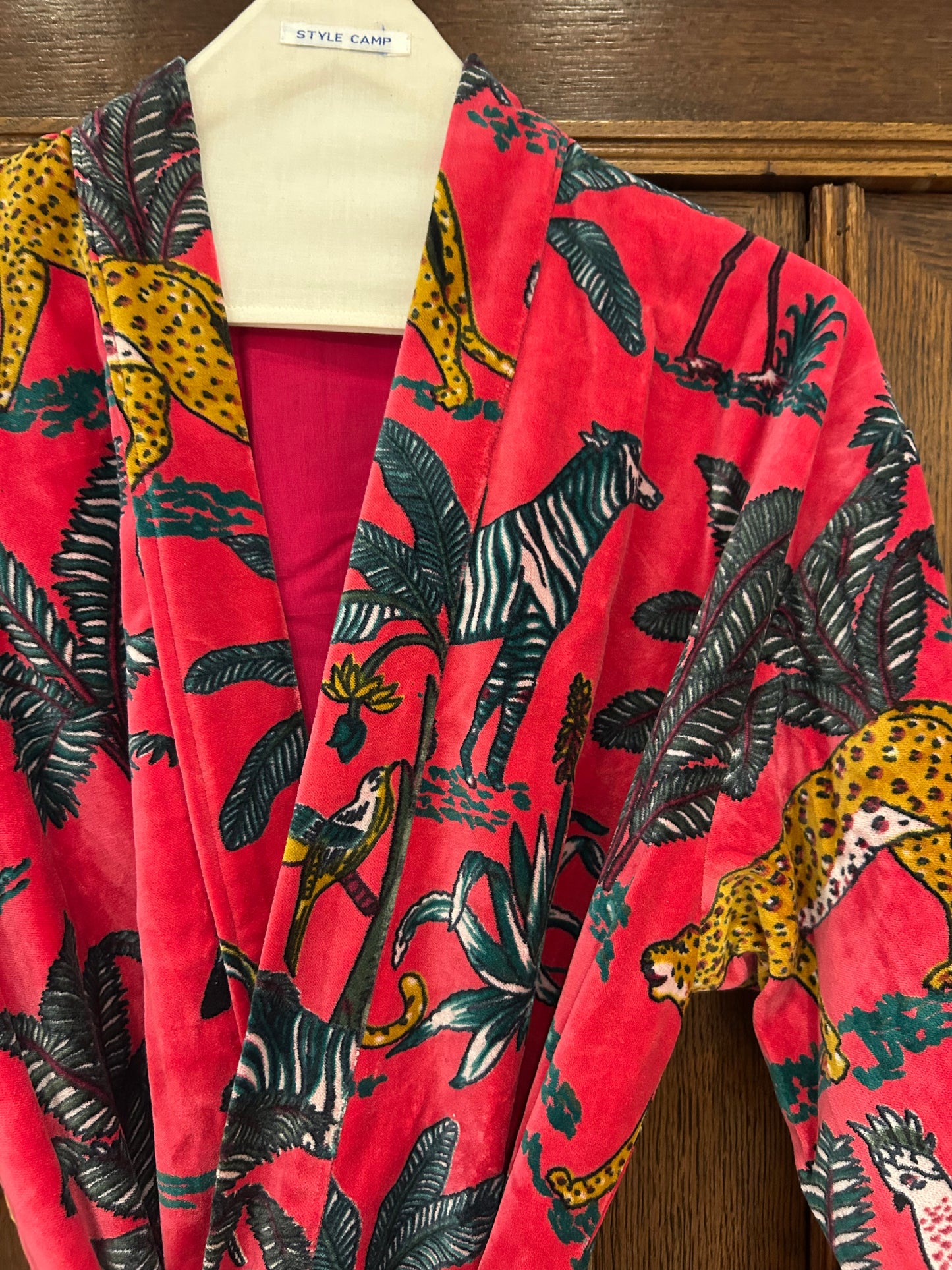 Velvet Robe • Pink Jungle Print