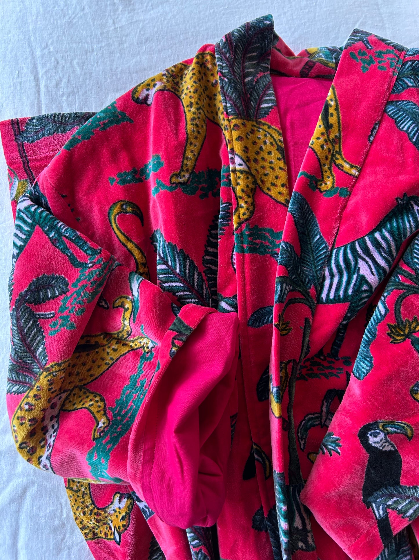 Velvet Robe • Pink Jungle Print