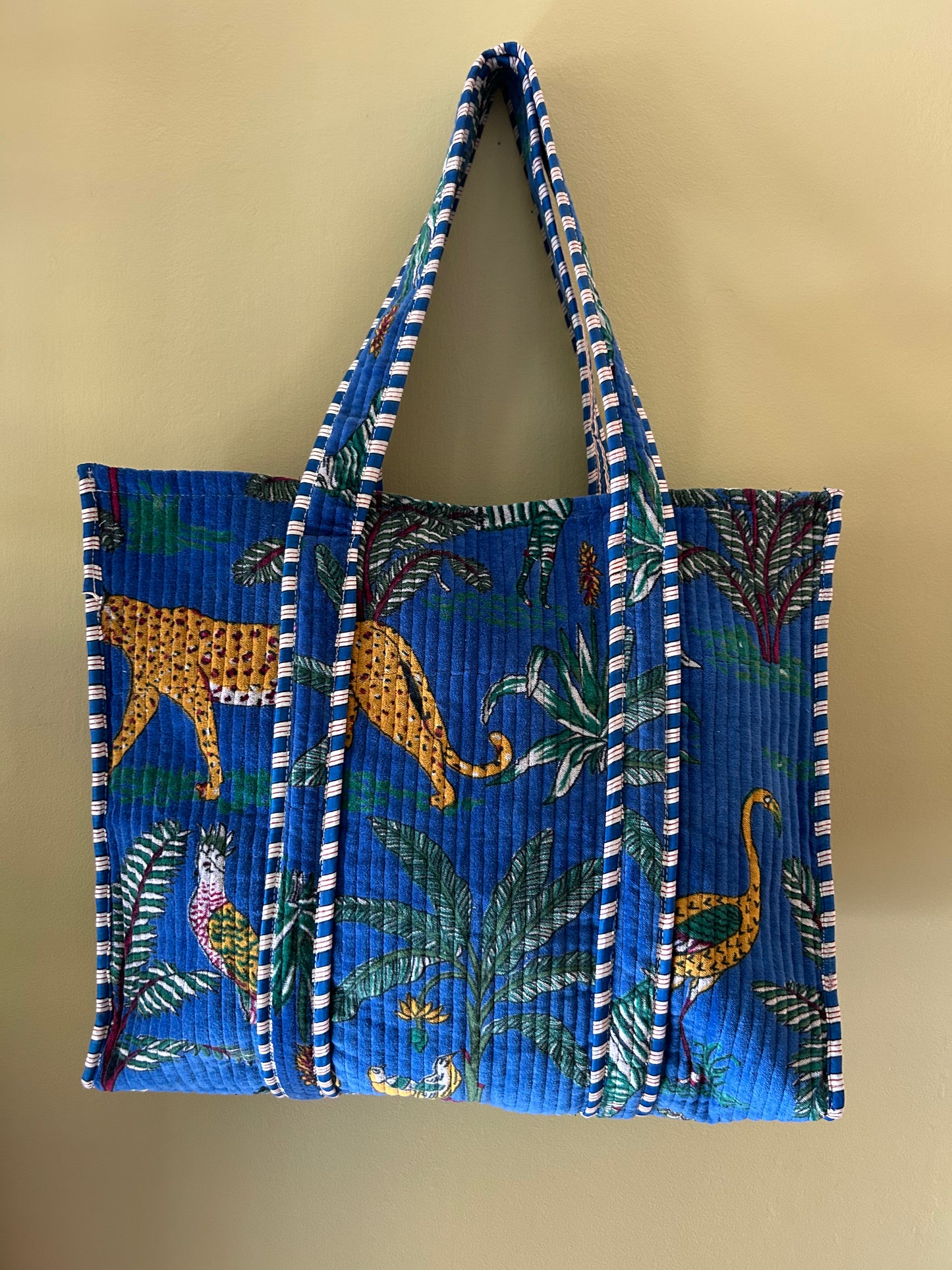 Quilted Velvet Tote • Blue