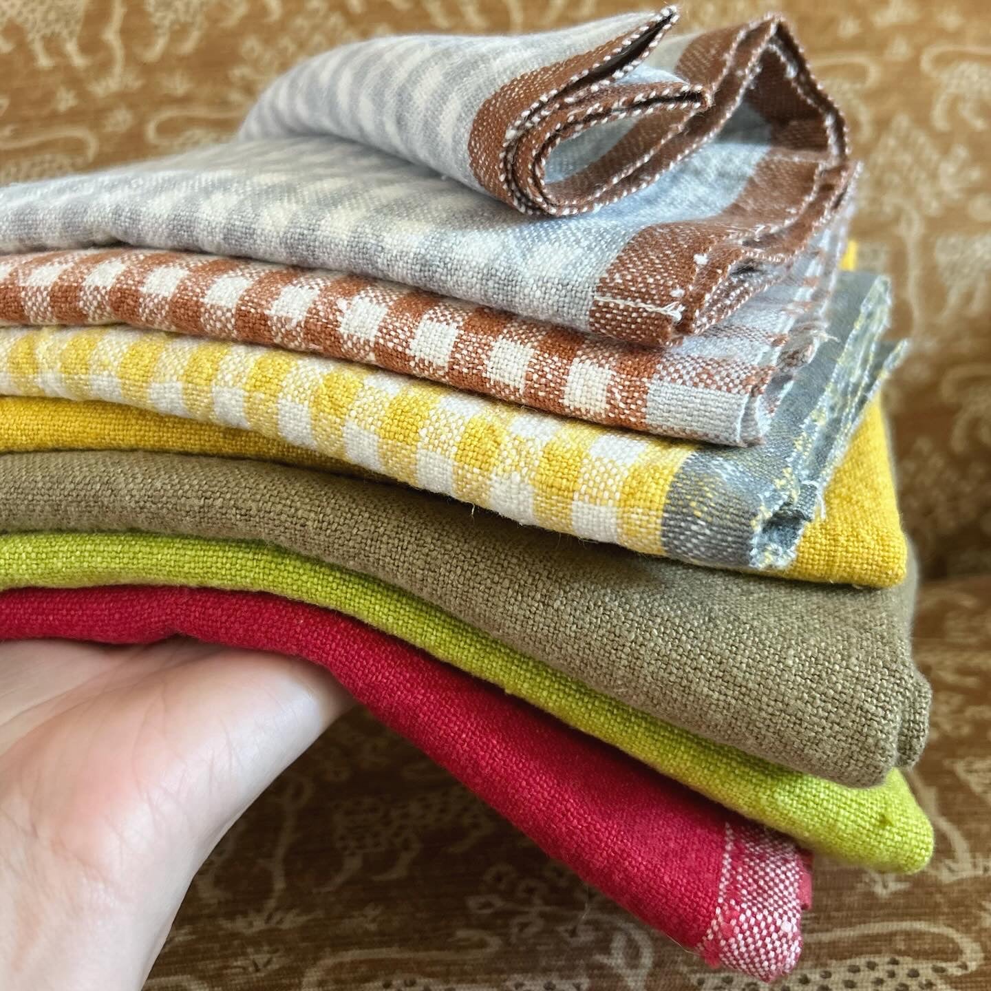 Hand-Spun Linen Tea Towel • Dijon Gingham