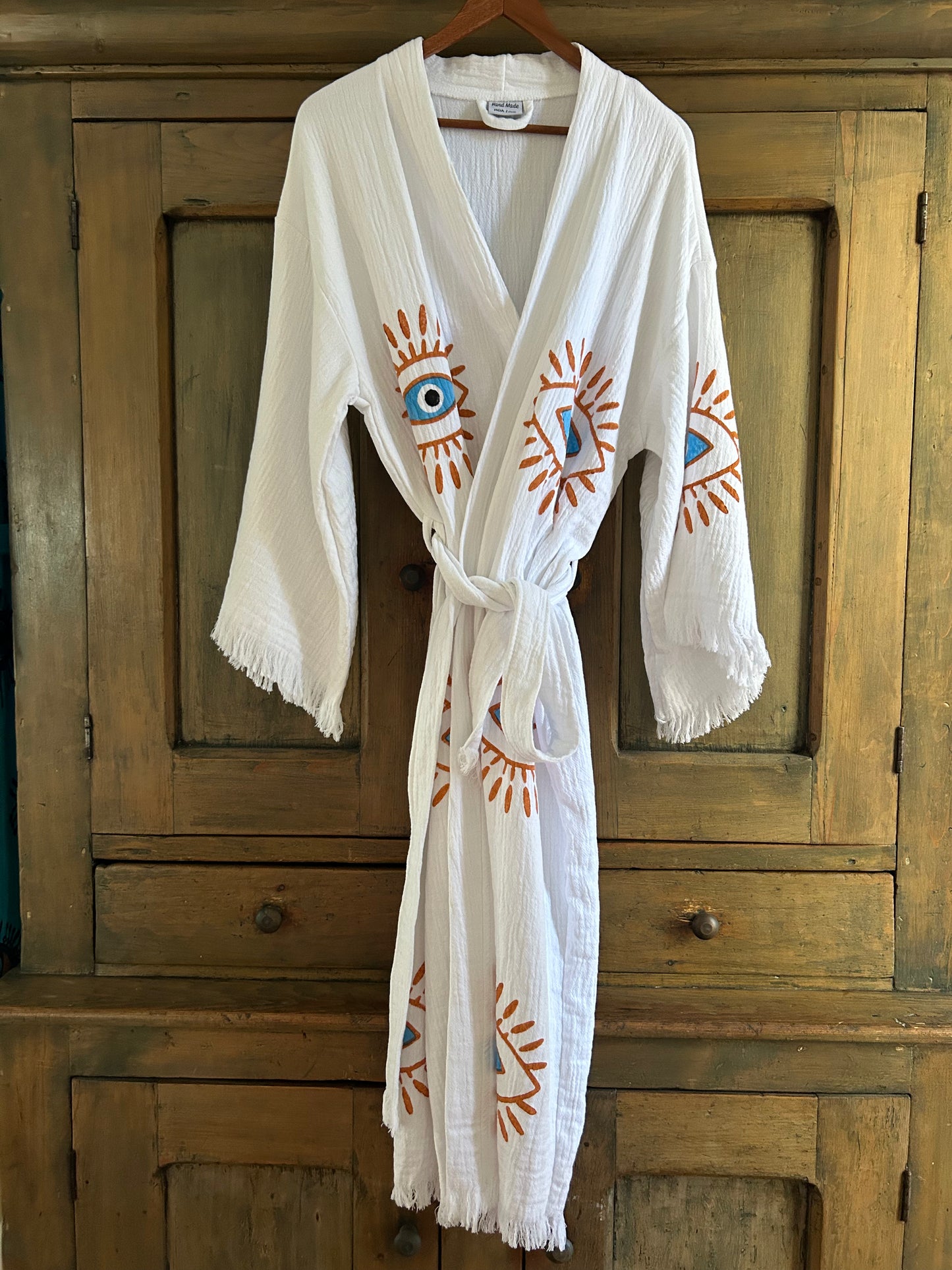Open Eye Cotton Robe • White