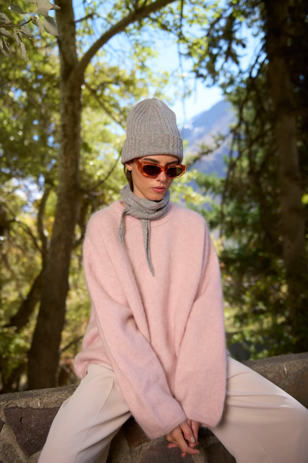 Cashmere Mini Scarf • Grey Confetti