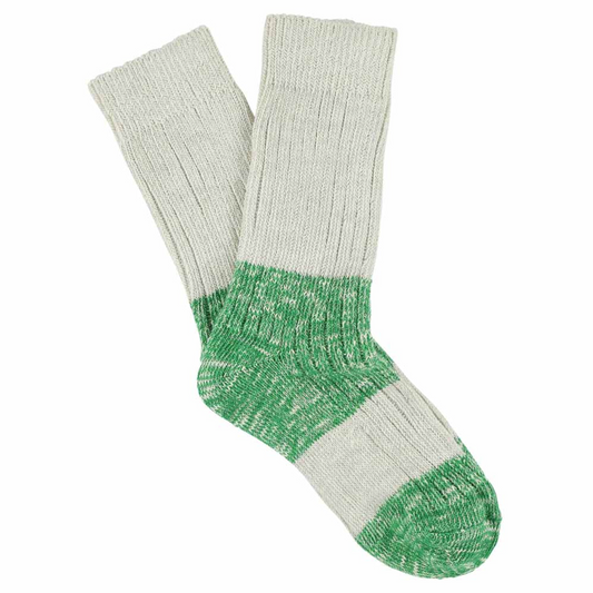 Melange Socks • Ecru/ Bright Green