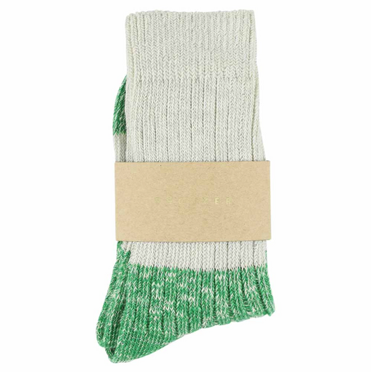 Melange Socks • Ecru/ Bright Green