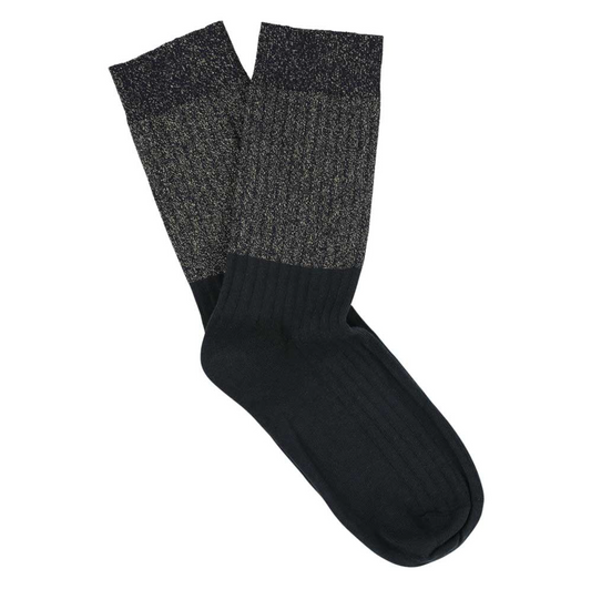 Lurex Socks • Silver/ Navy