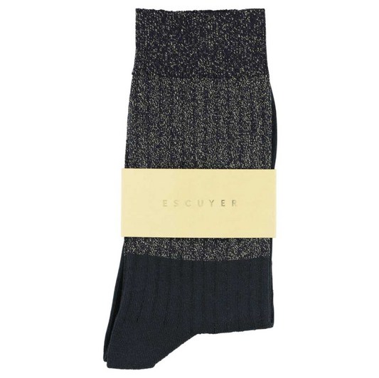 Lurex Socks • Silver/ Navy