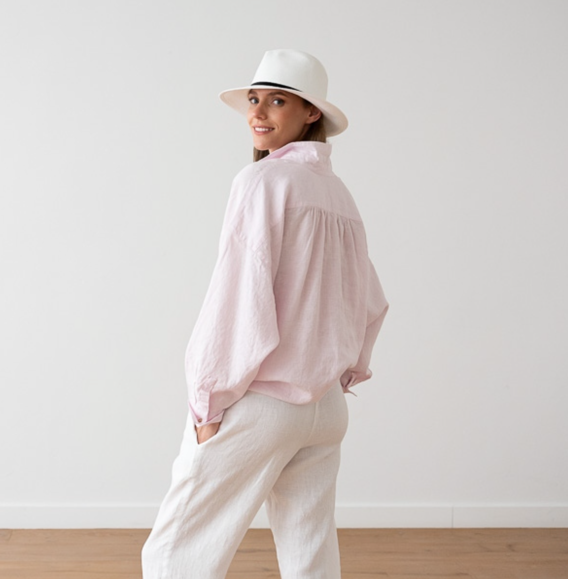 Oversized Linen Shirt • Pink