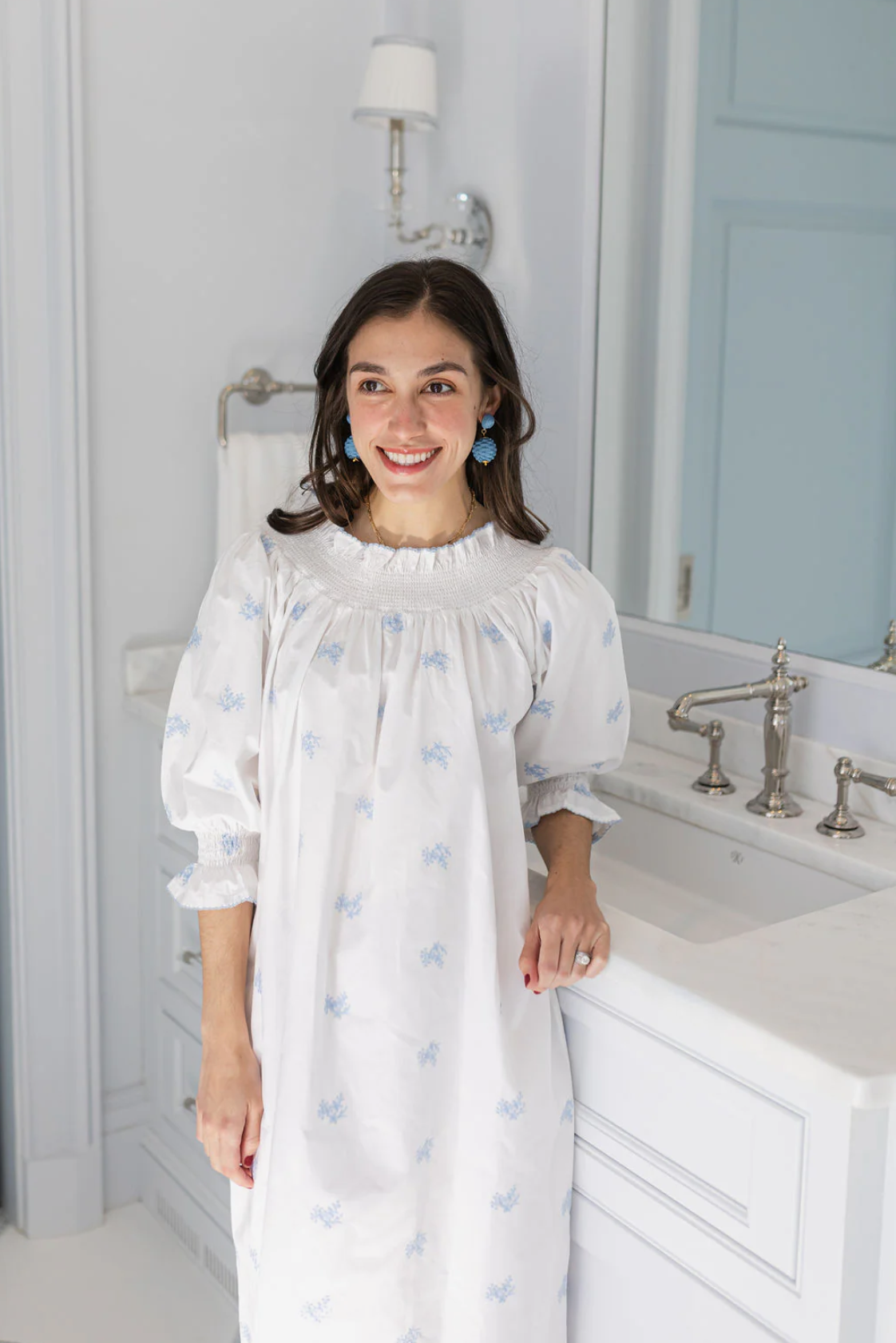 Smocked Embroidered Nightgown