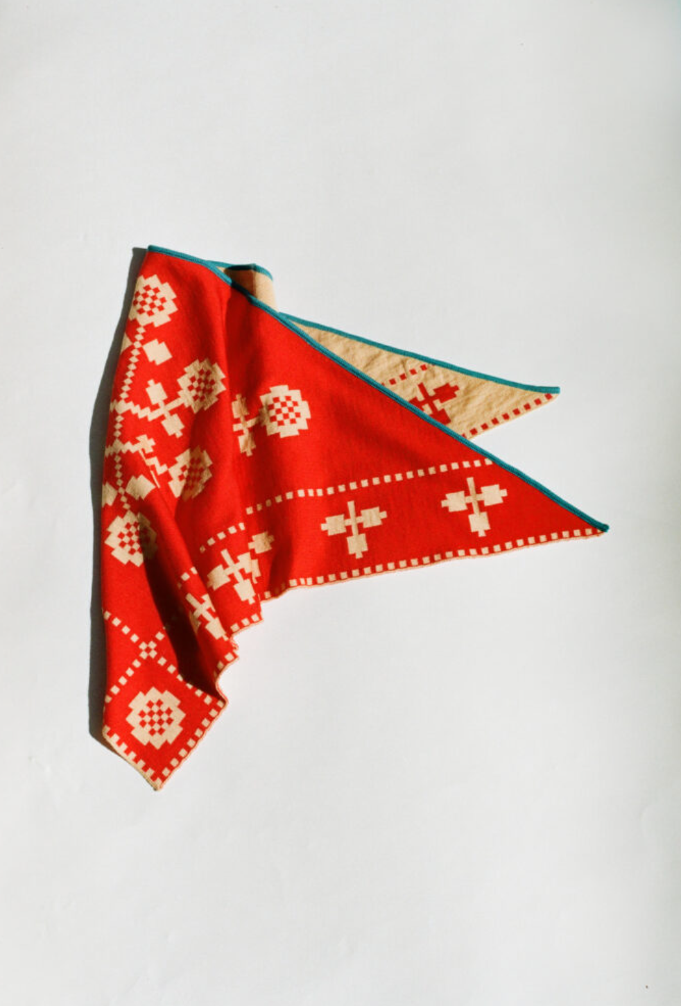 Folk Merino Scarf • Red/ Amber