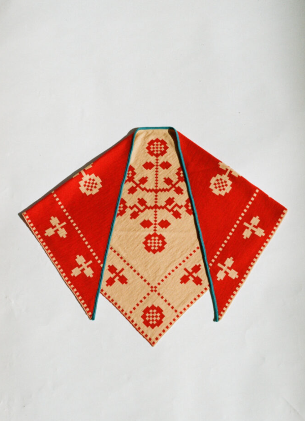 Folk Merino Scarf • Red/ Amber