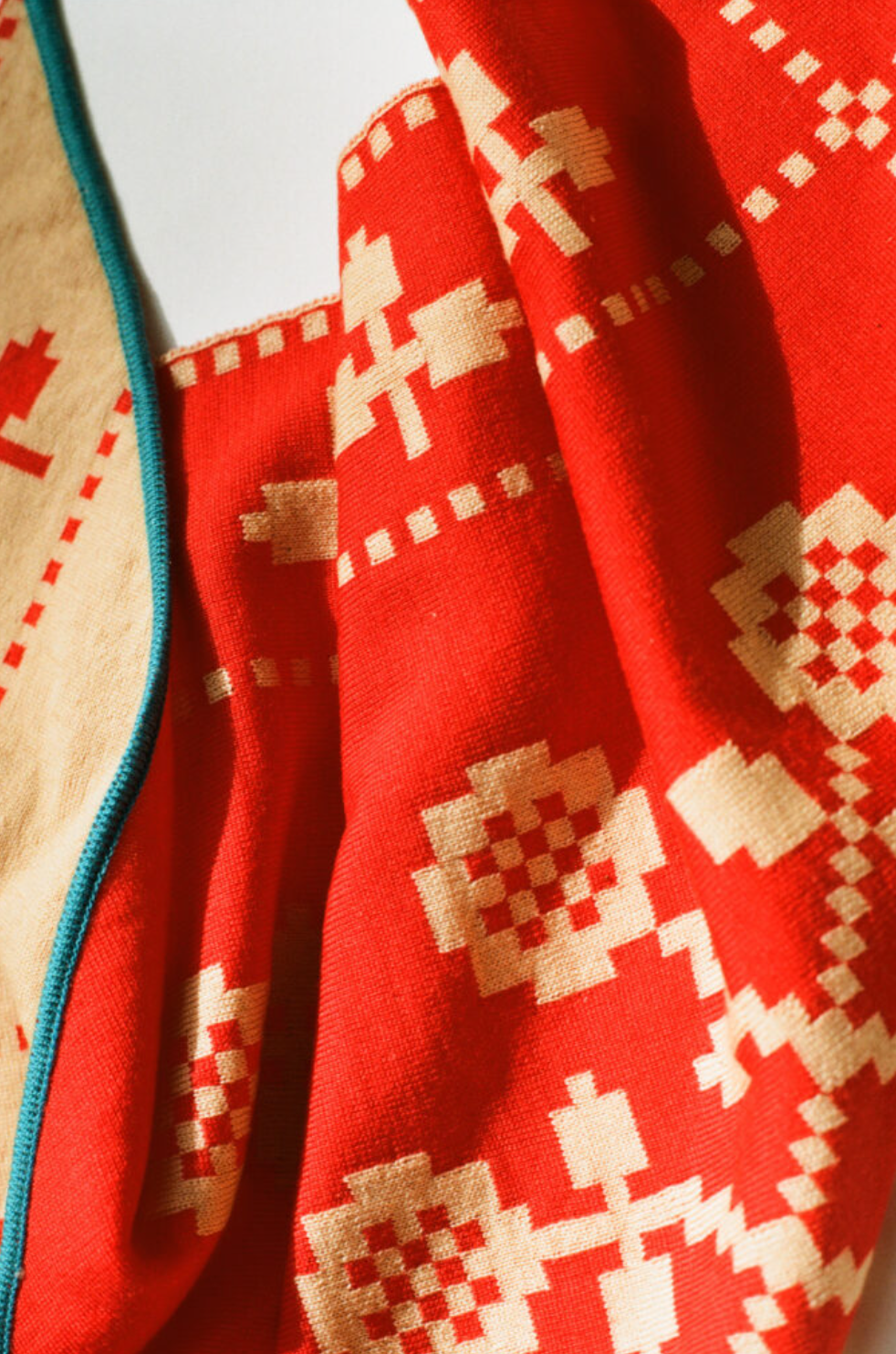Folk Merino Scarf • Red/ Amber