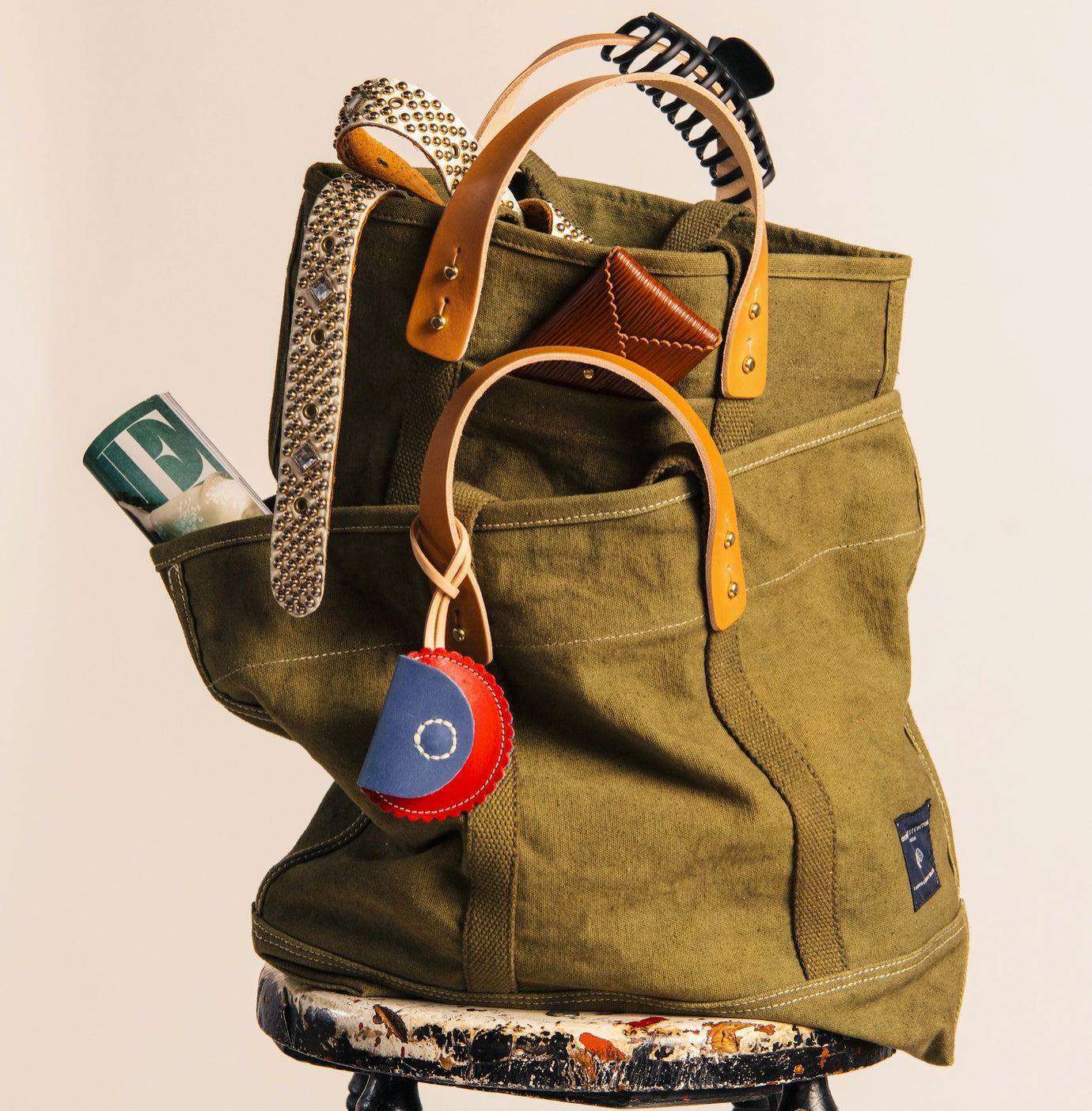 Small East West Tote • Olive