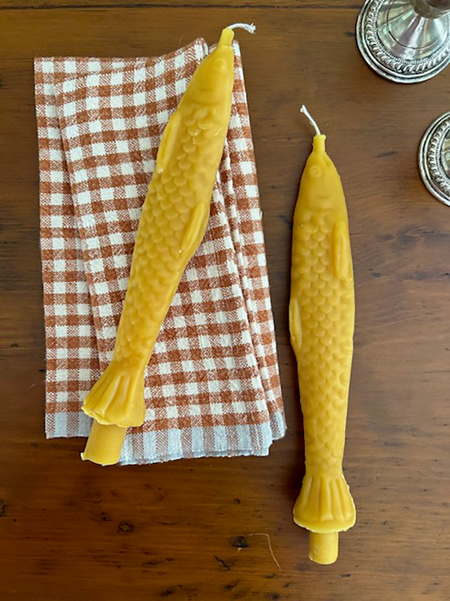 Hand-Spun Linen Towel • Cognac/ Blue Gingham