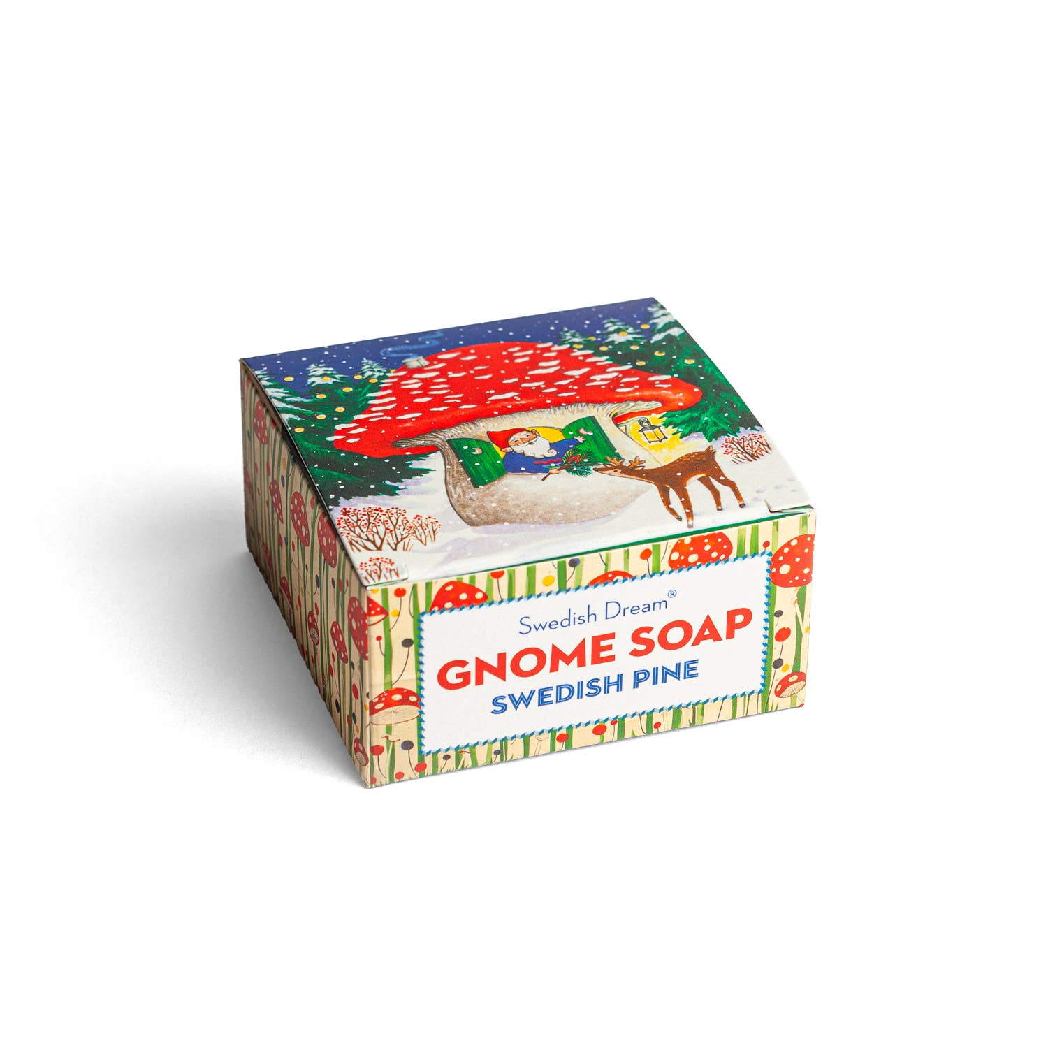 Box of Swedish Dream Gnome Soap with a forest design on a white background