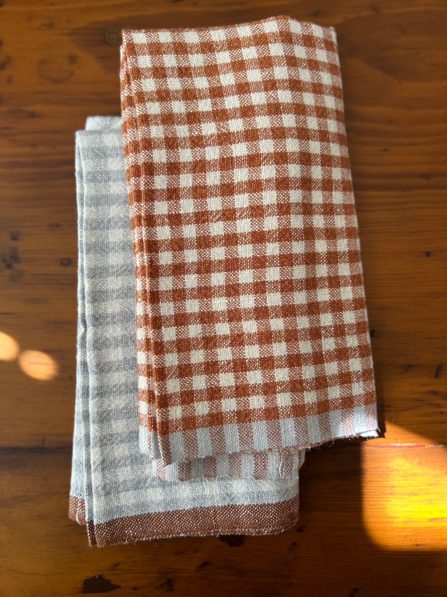 Hand-Spun Linen Towel • Blue/Cognac Gingham