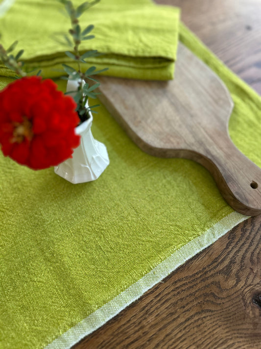 Hand-Spun Linen Towel • Lime